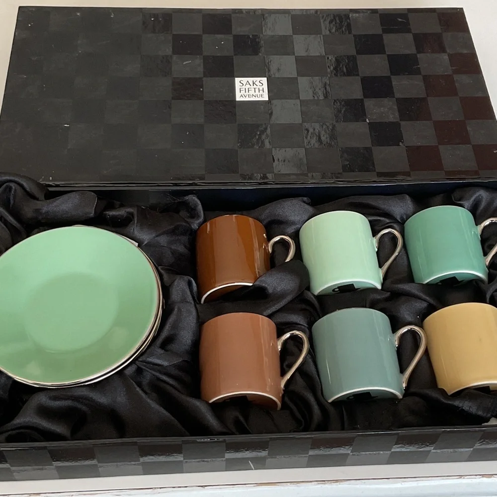 Saks Fifth Avenue Multicolor Espresso Mug Set. NWT - Picture 1 of 10